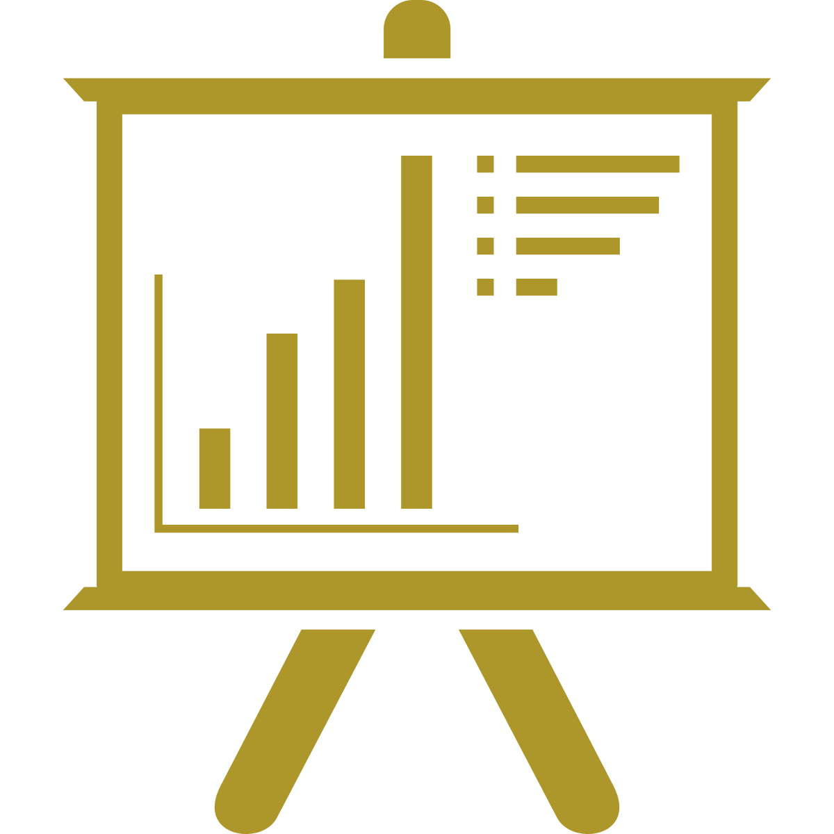 Icon of presentation screen in gold